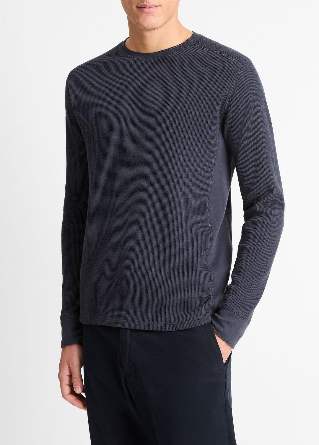 VINCE Pima Cotton-Blend Thermal Long-Sleeve Pullover in Long Sleeve
