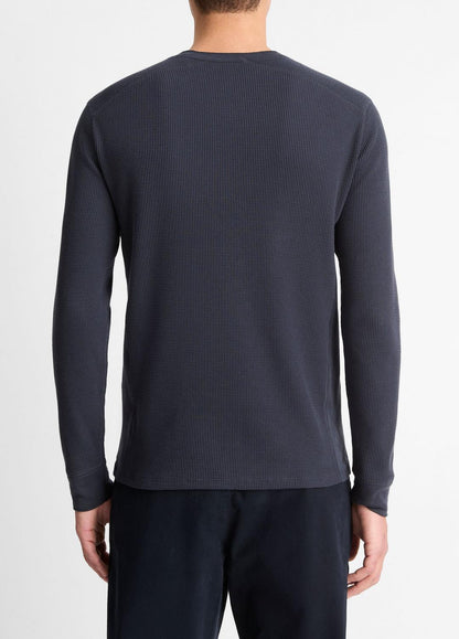 VINCE Pima Cotton-Blend Thermal Long-Sleeve Pullover in Long Sleeve