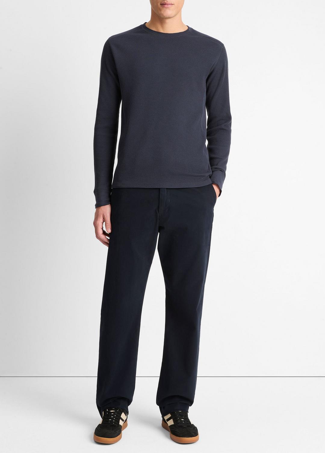 VINCE Pima Cotton-Blend Thermal Long-Sleeve Pullover in Long Sleeve