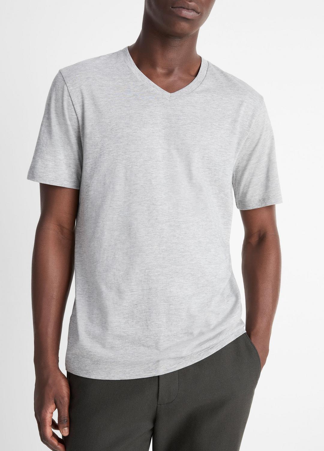 VINCE Pima Cotton V-Neck T-Shirt in Short Sleeve