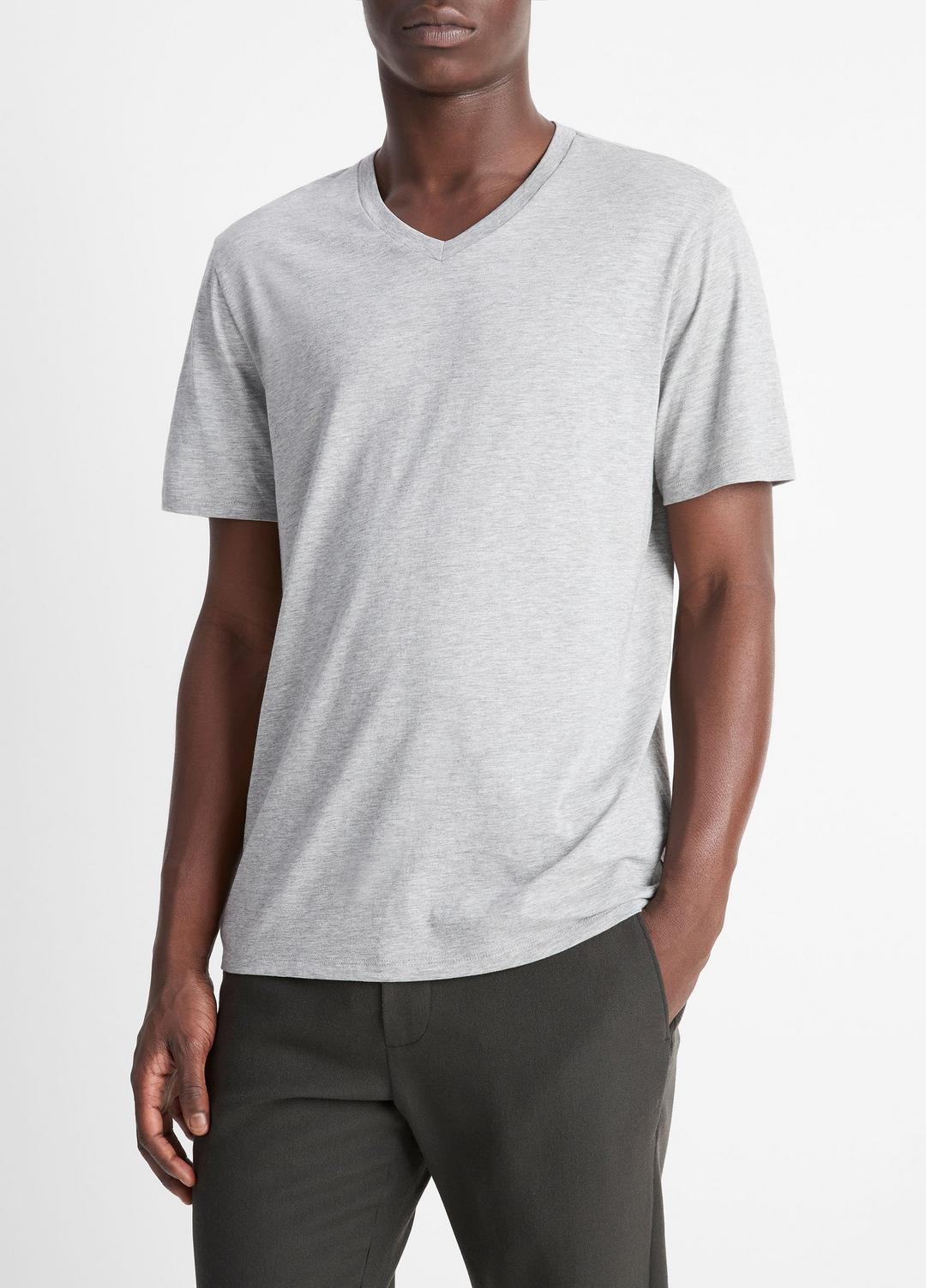 VINCE Pima Cotton V-Neck T-Shirt in Short Sleeve
