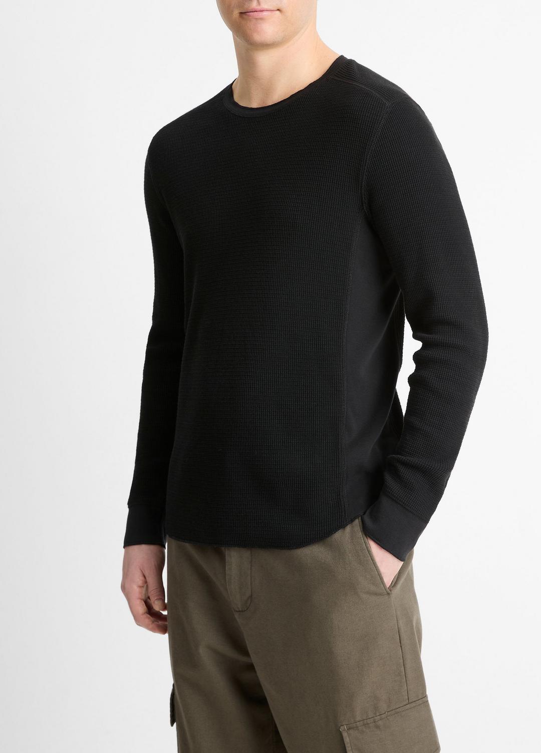 VINCE Pima Cotton-Blend Thermal Long-Sleeve Pullover in Long Sleeve
