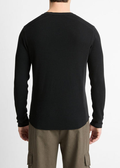 VINCE Pima Cotton-Blend Thermal Long-Sleeve Pullover in Long Sleeve