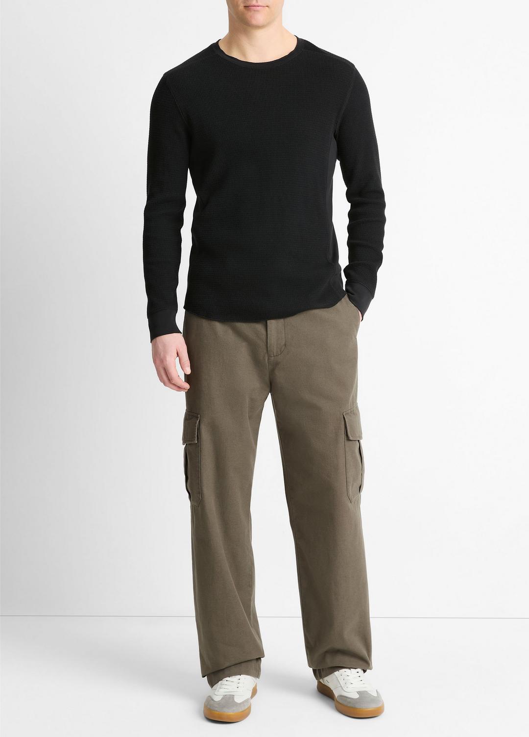 VINCE Pima Cotton-Blend Thermal Long-Sleeve Pullover in Long Sleeve