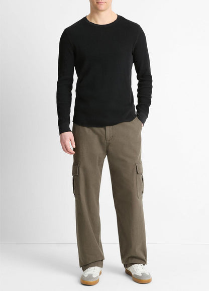 VINCE Pima Cotton-Blend Thermal Long-Sleeve Pullover in Long Sleeve
