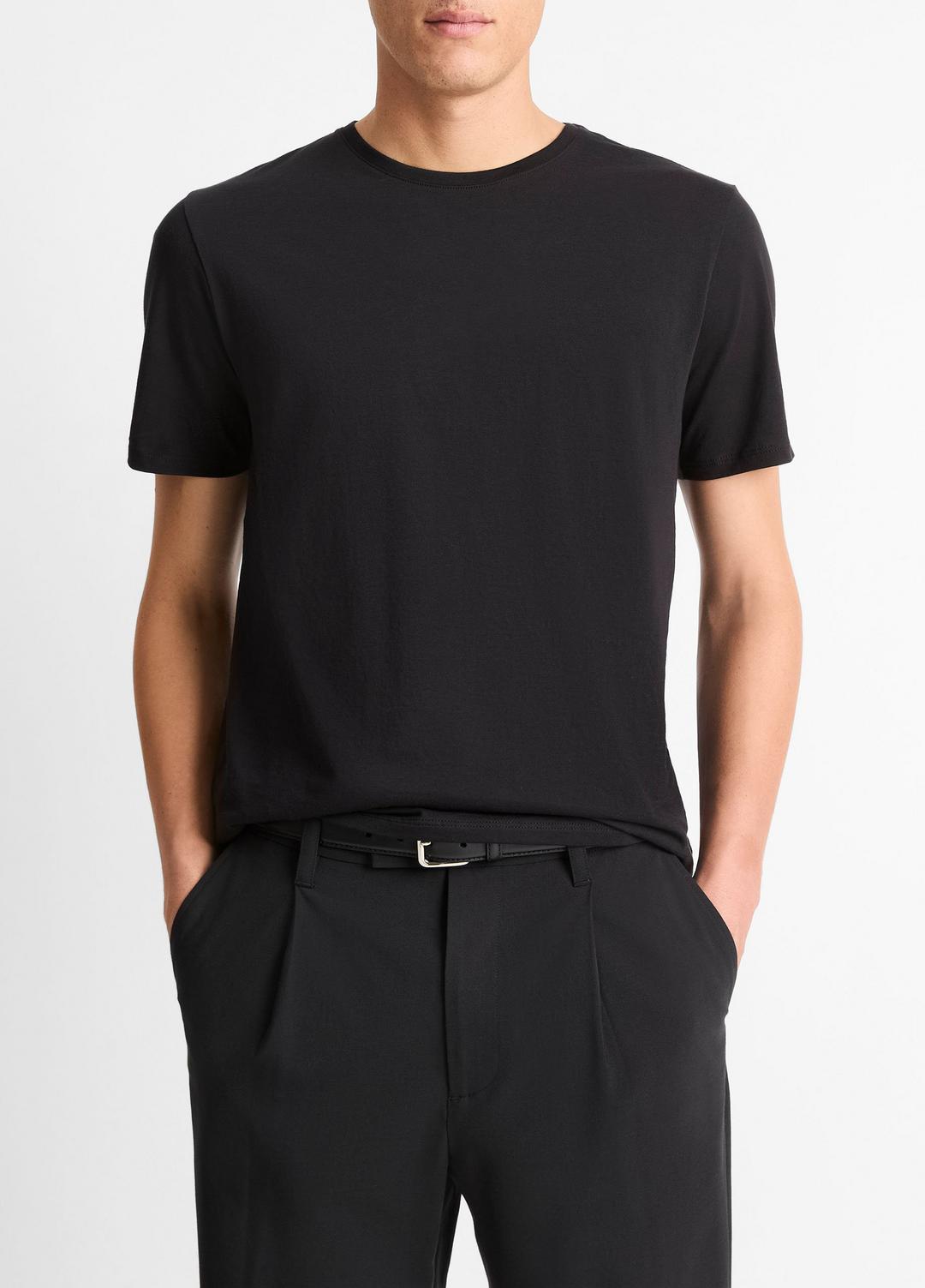 VINCE Pima Cotton Crew Neck T-Shirt in Short Sleeve