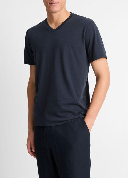 VINCE Pima Cotton V-Neck T-Shirt in Short Sleeve