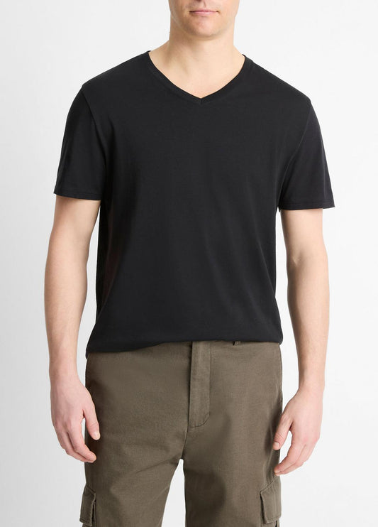 VINCE Pima Cotton V-Neck T-Shirt in Short Sleeve