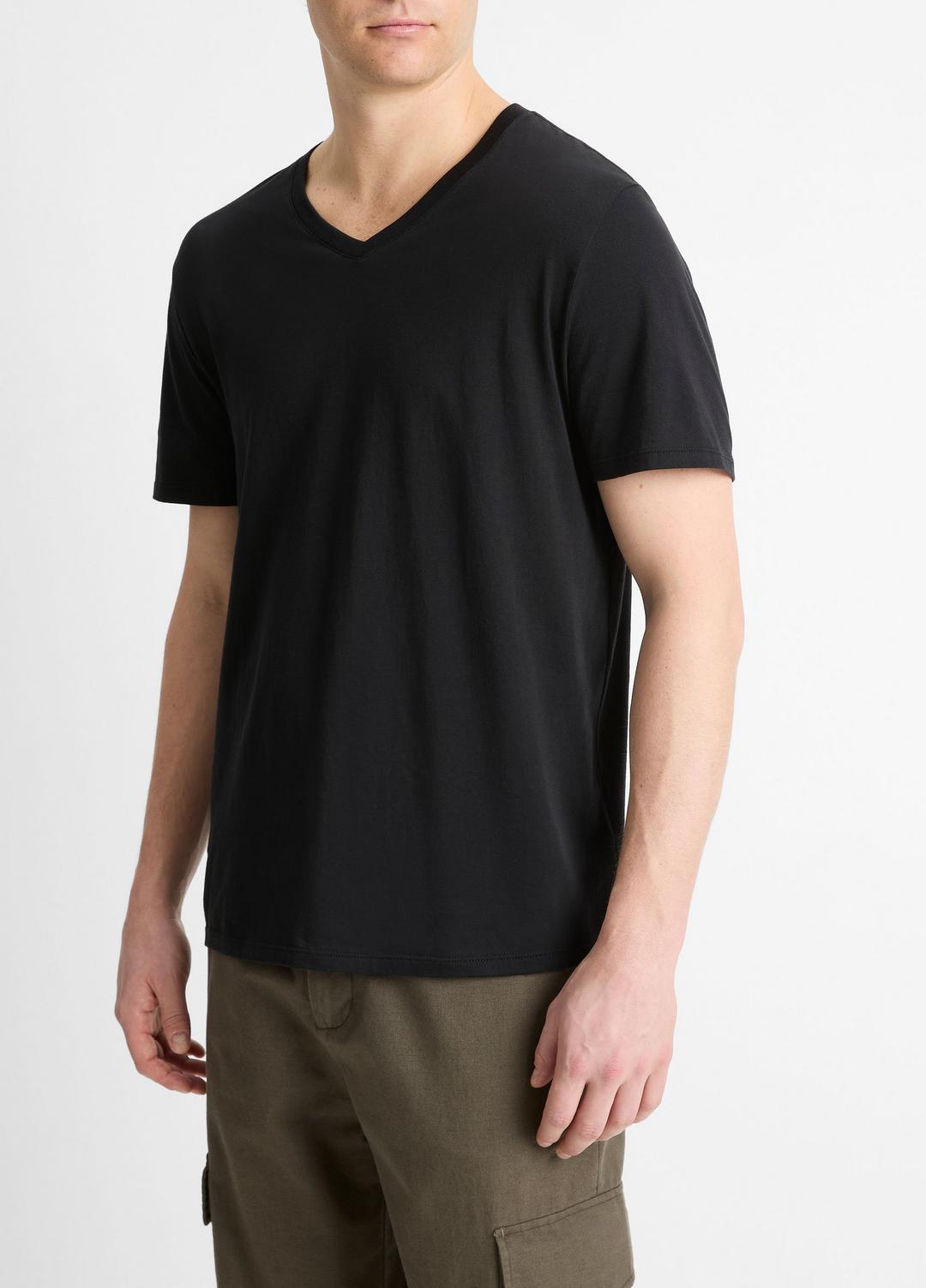 VINCE Pima Cotton V-Neck T-Shirt in Short Sleeve