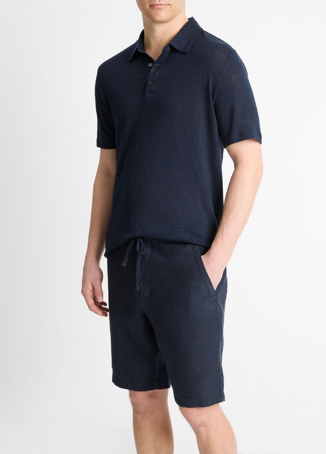 VINCE Linen Polo Shirt in Henleys & Polos