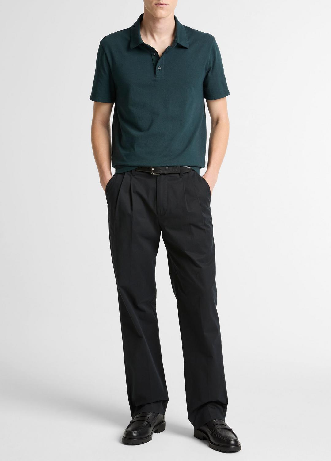 VINCE Garment Dye Cotton Polo Shirt in Short Sleeve