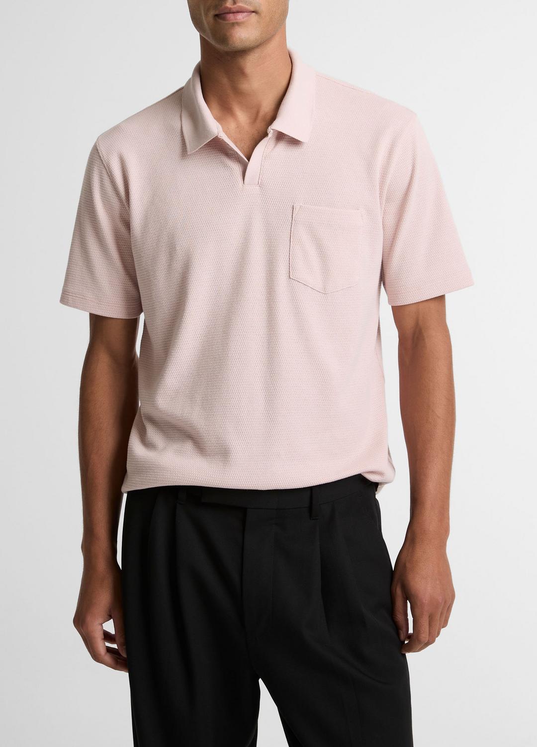 VINCE Cotton-Blend Johnny-Collar Polo Shirt in Henleys & Polos
