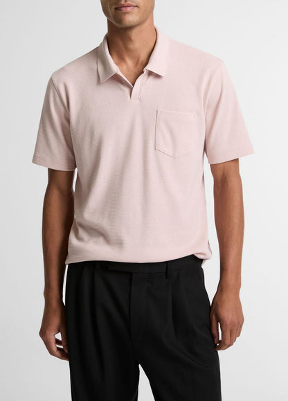 VINCE Cotton-Blend Johnny-Collar Polo Shirt in Henleys & Polos
