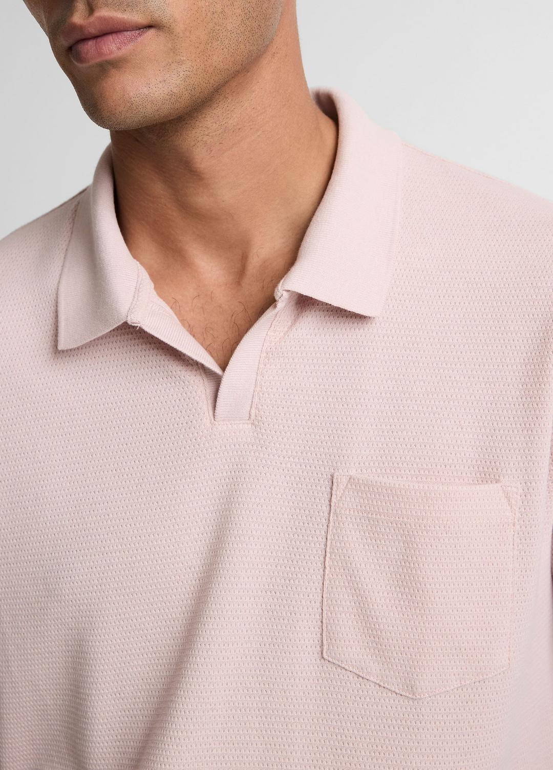 VINCE Cotton-Blend Johnny-Collar Polo Shirt in Henleys & Polos