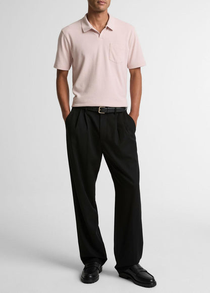 VINCE Cotton-Blend Johnny-Collar Polo Shirt in Henleys & Polos