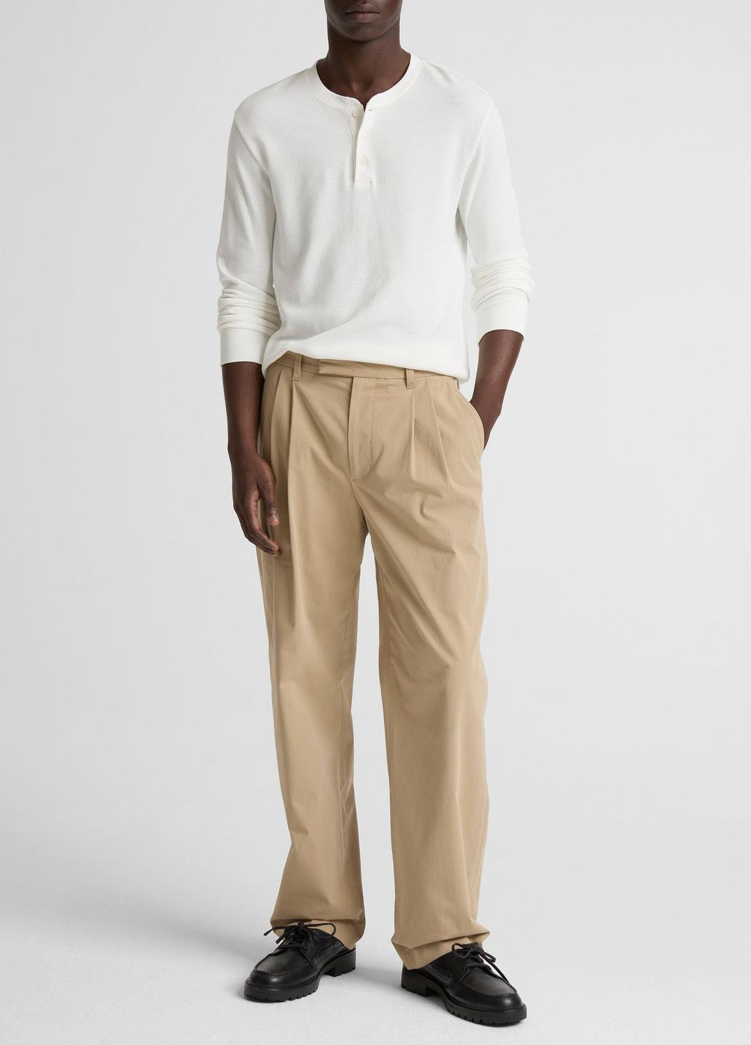 VINCE Jacquard-Rib Cotton Henley in Long Sleeve