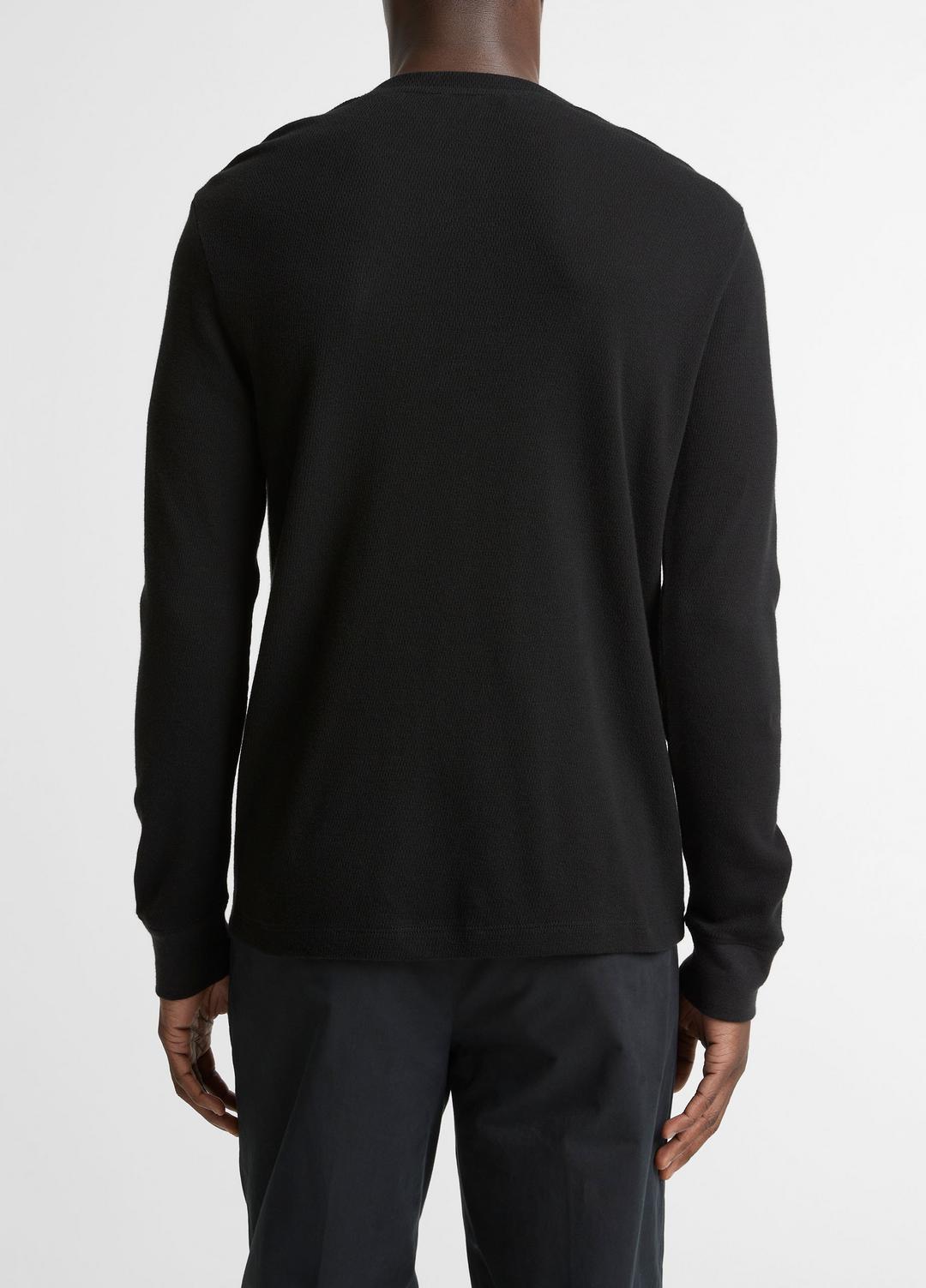 VINCE Jacquard-Rib Cotton Henley in Long Sleeve