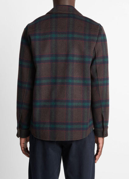 VINCE Plaid Splittable Wool-Blend Shirt Jacket in Shirt Jackets