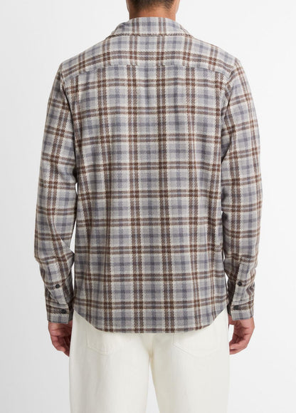 VINCE Plaid Cotton-Blend Shirt Jacket in Shirt Jackets