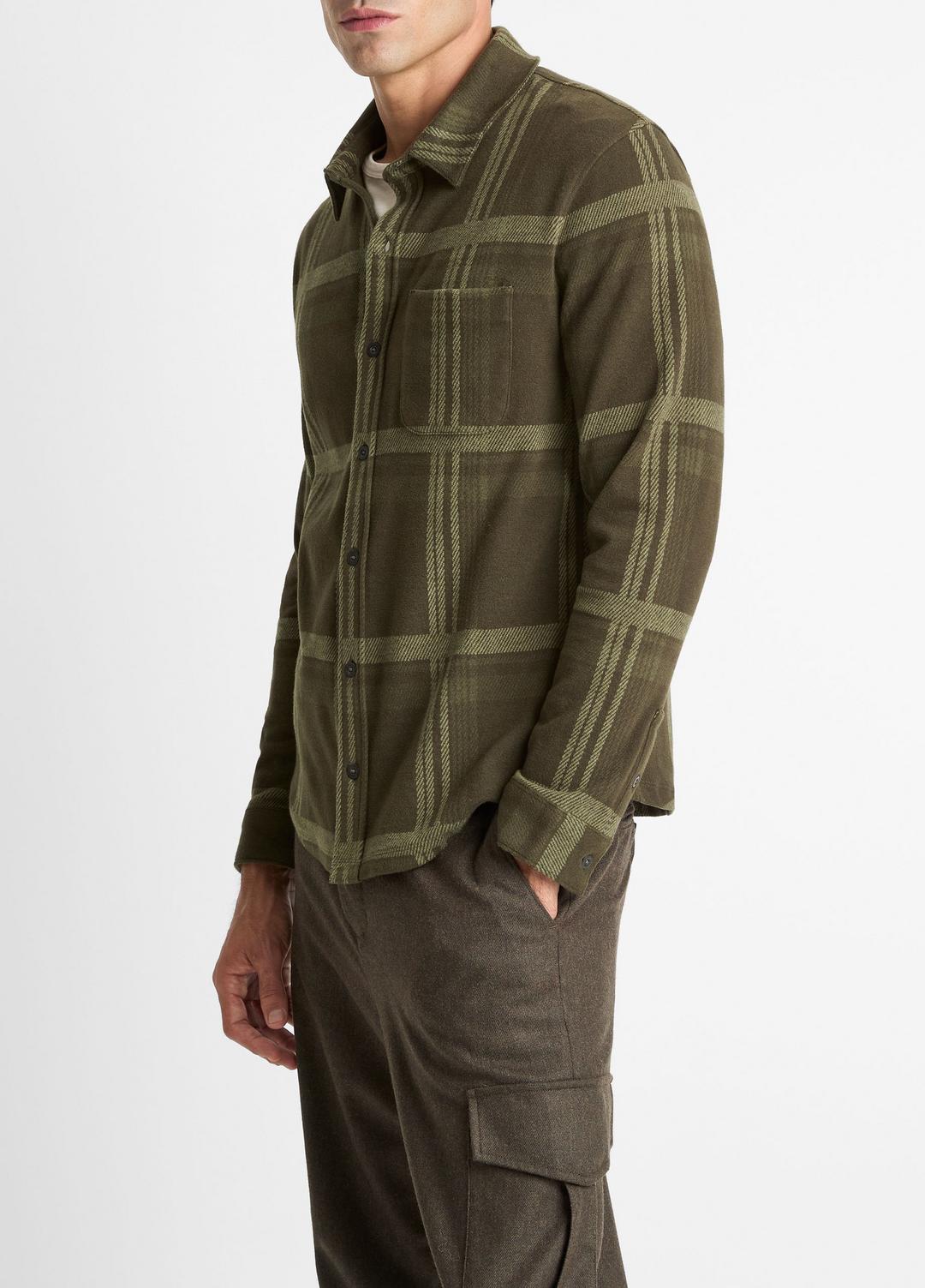 VINCE Plaid Cotton-Blend Shirt Jacket in Shirt Jackets