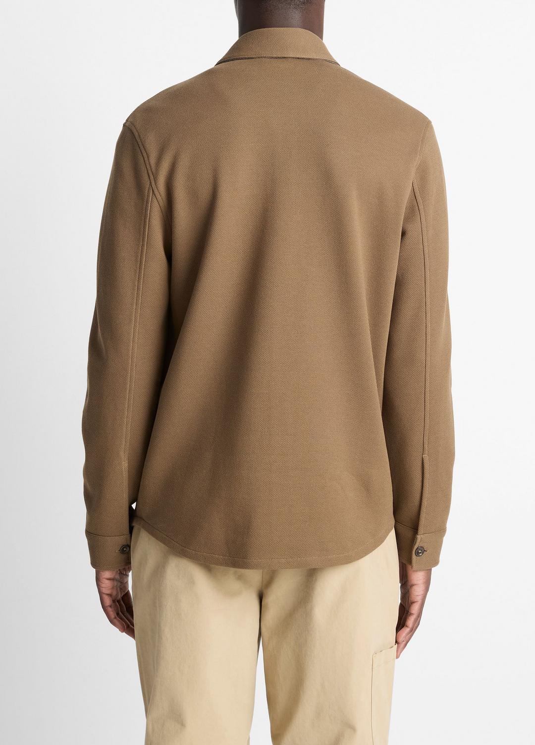 VINCE Double-Knit Cotton-Blend Piqué Shirt Jacket in Shirt Jackets