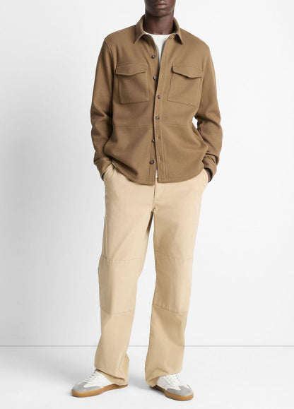 VINCE Double-Knit Cotton-Blend Piqué Shirt Jacket in Shirt Jackets