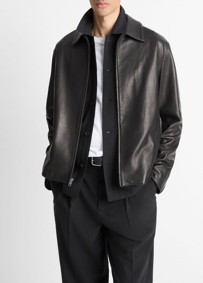 VINCE Leather Zip-Up Jacket in Leather Jackets