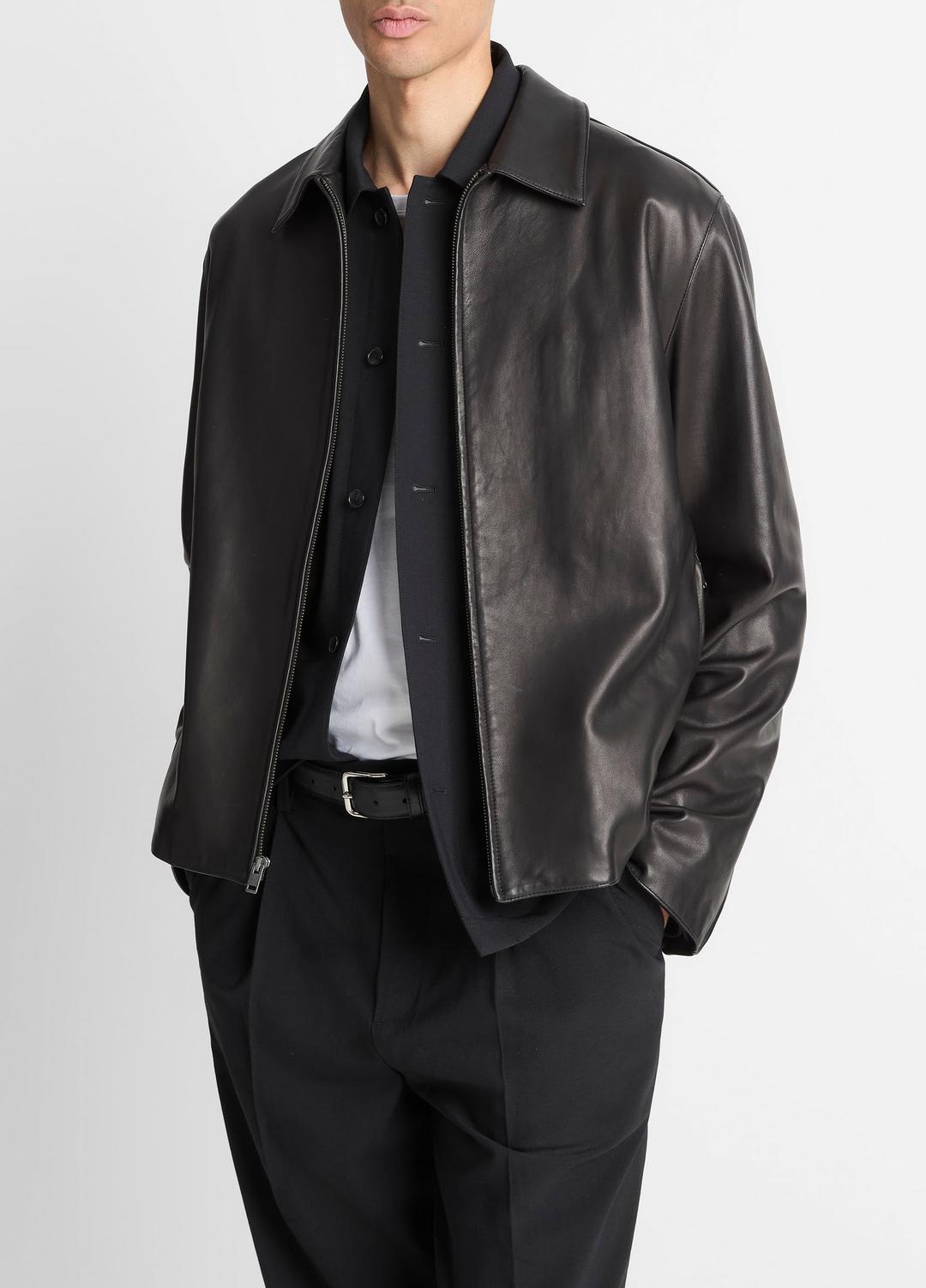 VINCE Leather Zip-Up Jacket in Leather Jackets