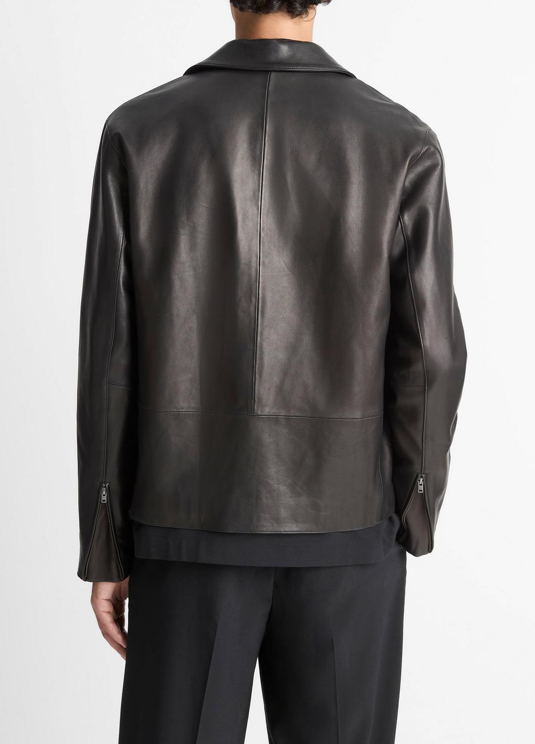 VINCE Leather Zip-Up Jacket in Leather Jackets
