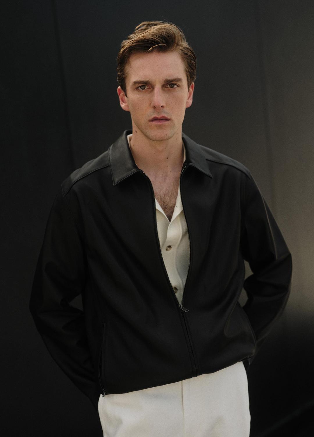 VINCE Leather Zip-Up Jacket in Leather Jackets