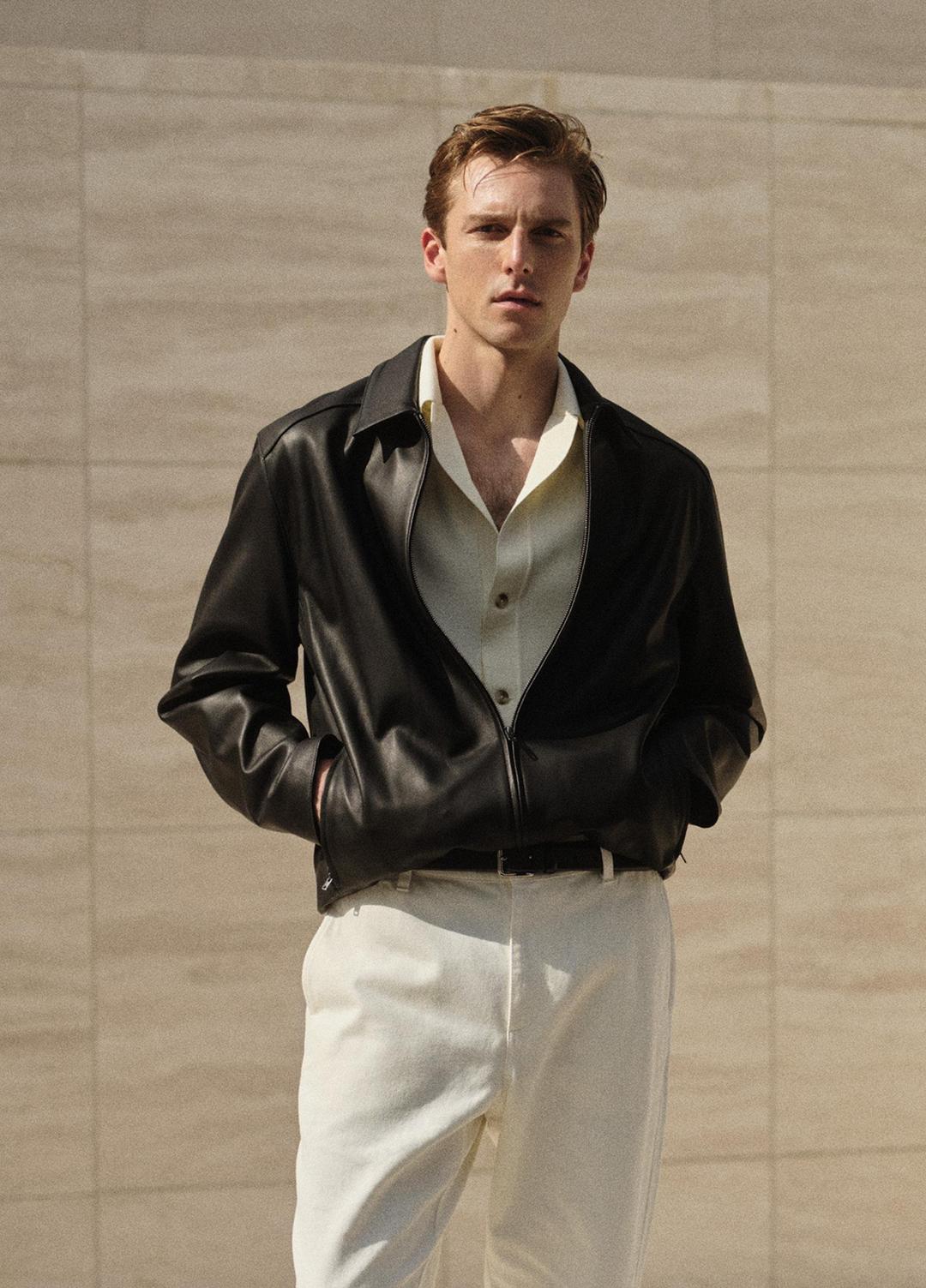 VINCE Leather Zip-Up Jacket in Leather Jackets
