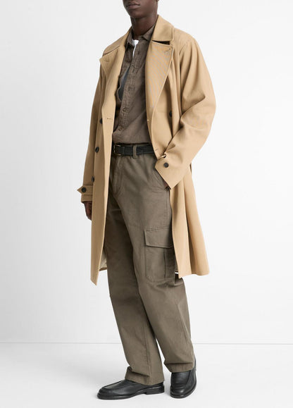 VINCE Italian Cotton Double-Breasted Trench Coat in Coats