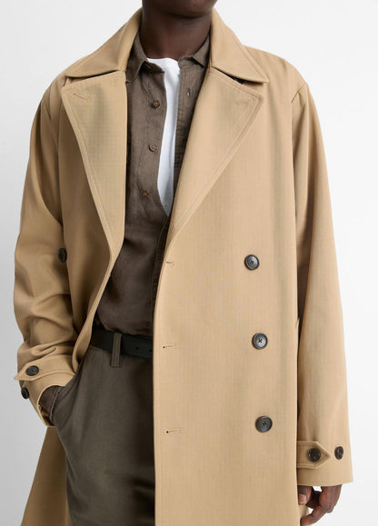 VINCE Italian Cotton Double-Breasted Trench Coat in Coats
