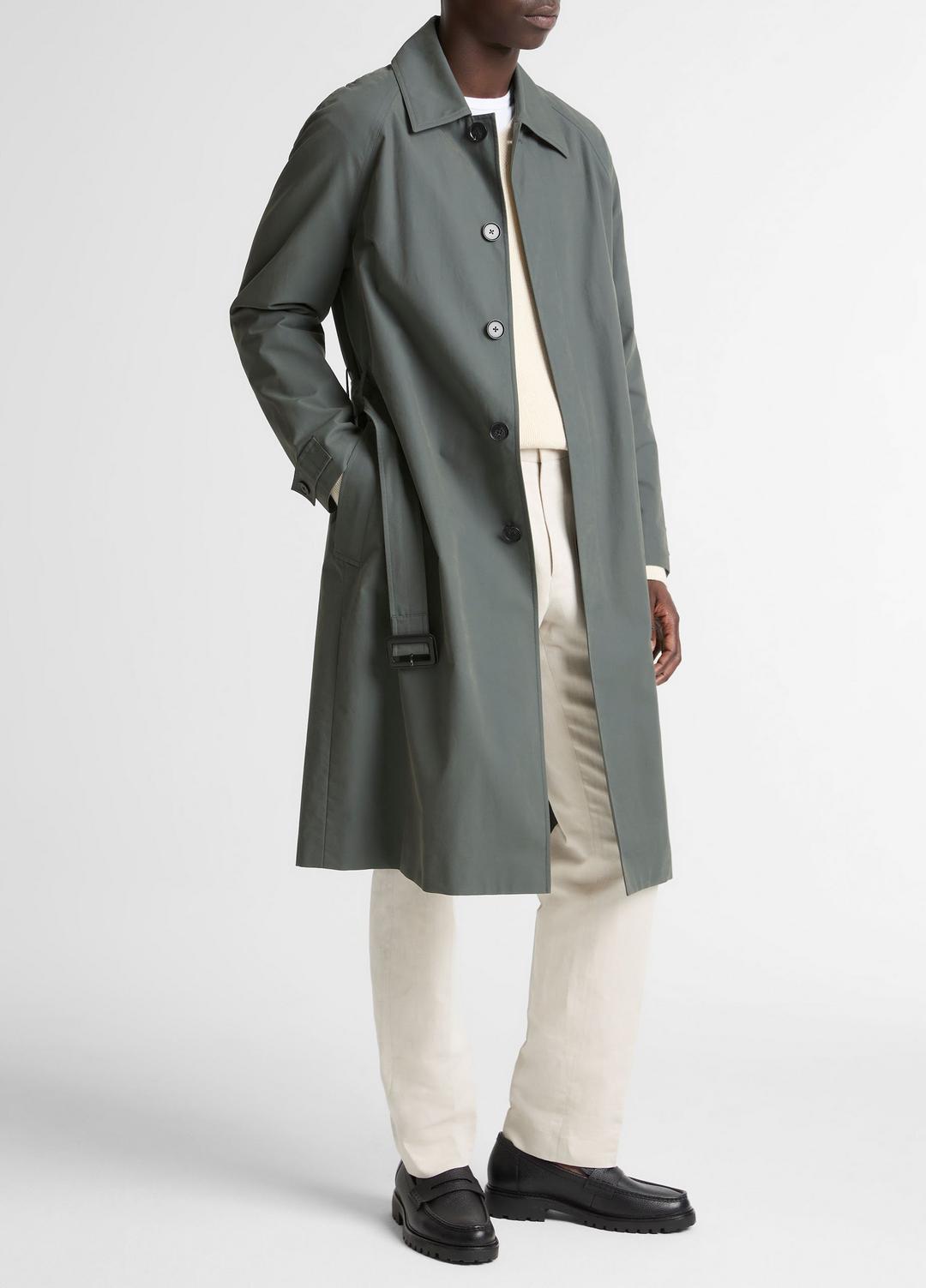 VINCE Cotton-Blend Single-Breasted Trench Coat in Coats