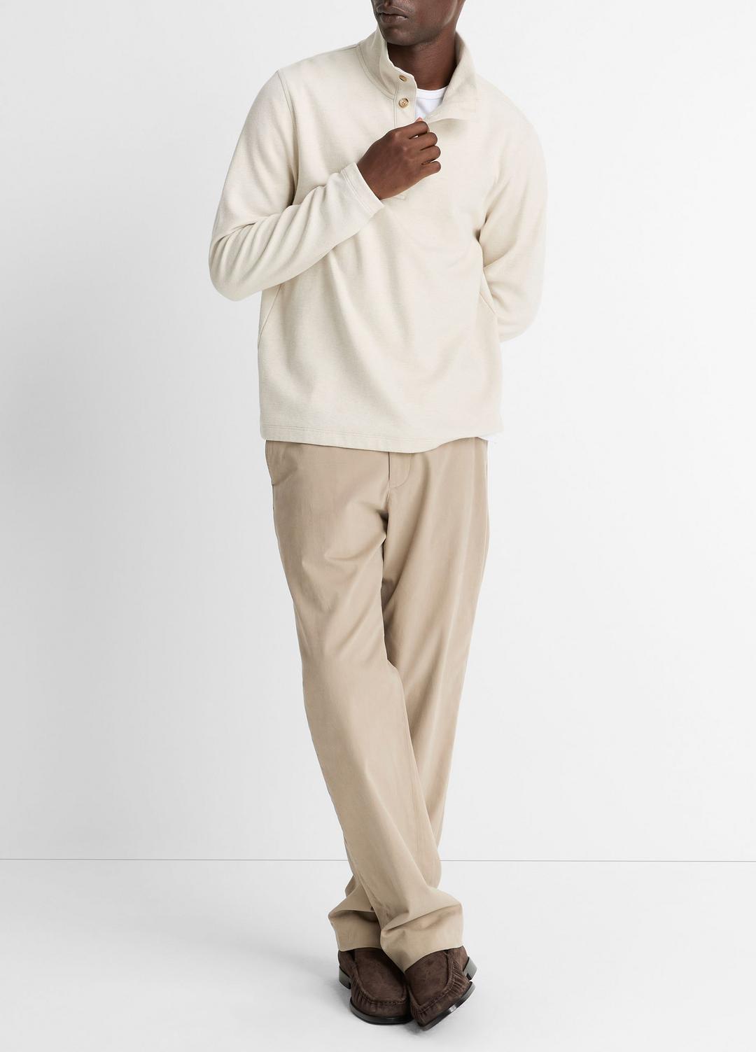 VINCE Cotton Button Mock-Neck Pullover in Sweatshirts & Hoodies