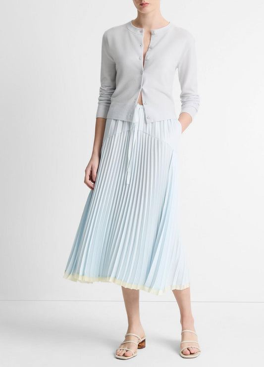 VINCE Pleated Satin Tiered Skirt in Dresses & Skirts