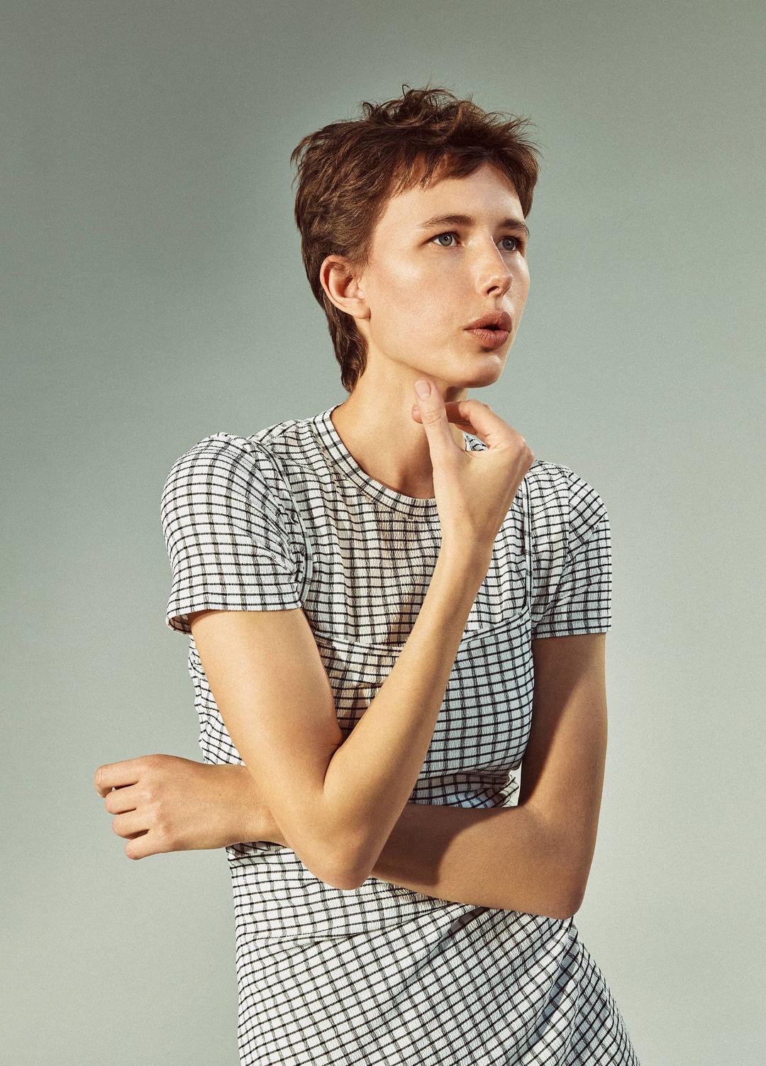 VINCE Checked Smocked Tank Dress in Dresses & Skirts
