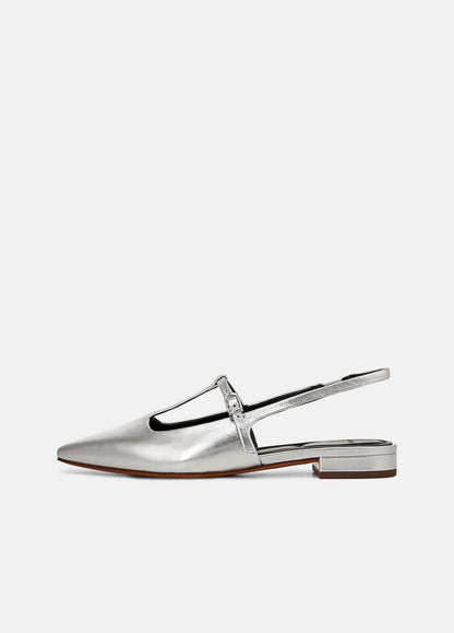 VINCE Iliana Metallic Leather Slingback Flat in Shoes