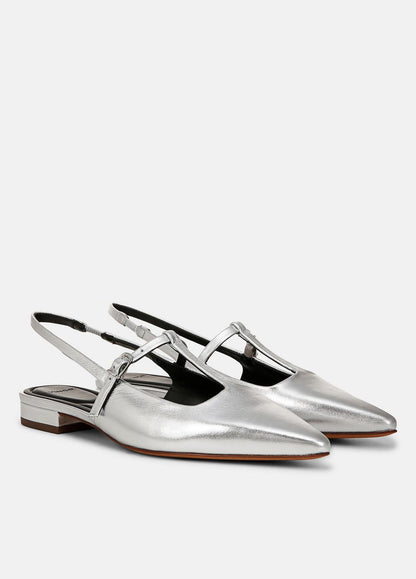 VINCE Iliana Metallic Leather Slingback Flat in Shoes